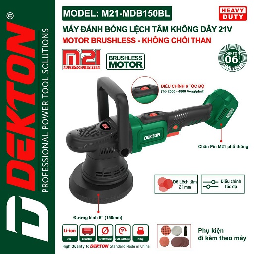MÁY ĐÁNH BÓNG LỆCH TÂM DEKTON M21-MDB150BL ( CHƯA CÓ PIN SẠC)